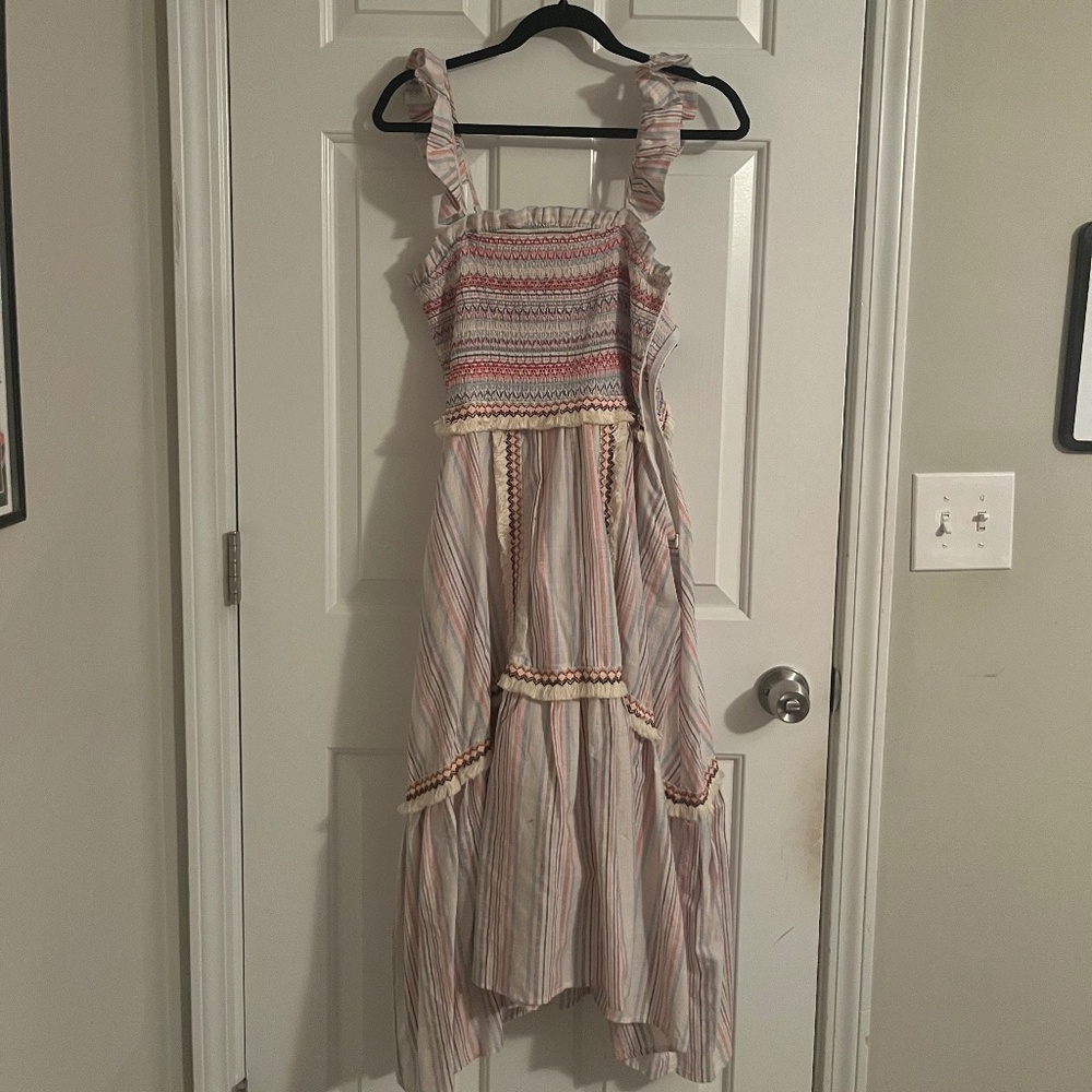 Allison New York tied multi colored tiered dress Size Large